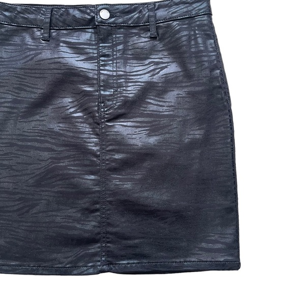 Topshop Women’s Zebra Print Coated Black Mini Skirt Size 8 Tall Night Out Disco - Picture 5 of 9